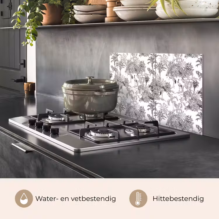 Spatscherm keuken - Tijger - Jungle - Patroon - Grijs — 6