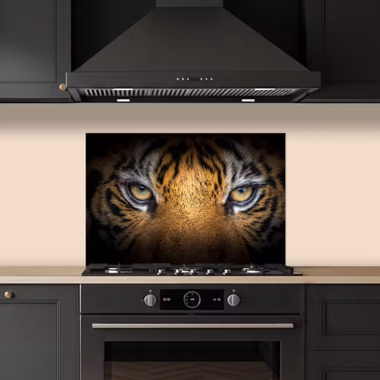Spatscherm keuken - Tijger - Zwart - Dier — 1