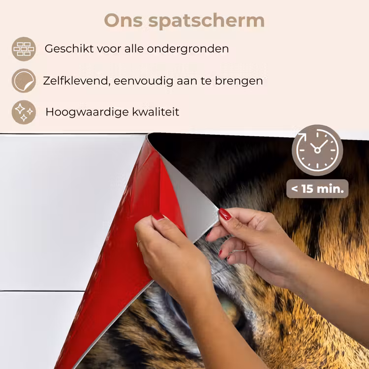 Spatscherm keuken - Tijger - Zwart - Dier — 3