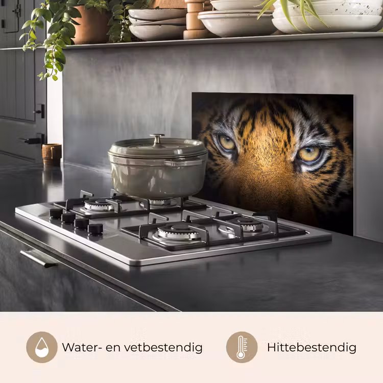 Spatscherm keuken - Tijger - Zwart - Dier — 6