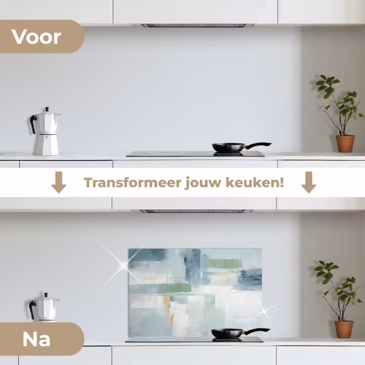 Spatscherm keuken - Verf - Moderne kunst - Abstract - Grijs — 3