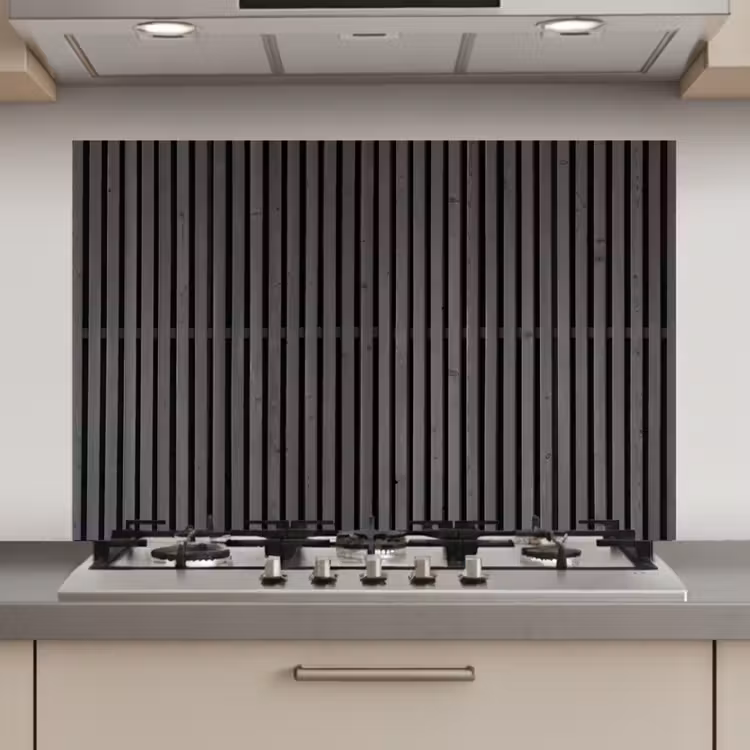 Spatscherm keuken - Vintage - Plank - Hout - Grijs — 1