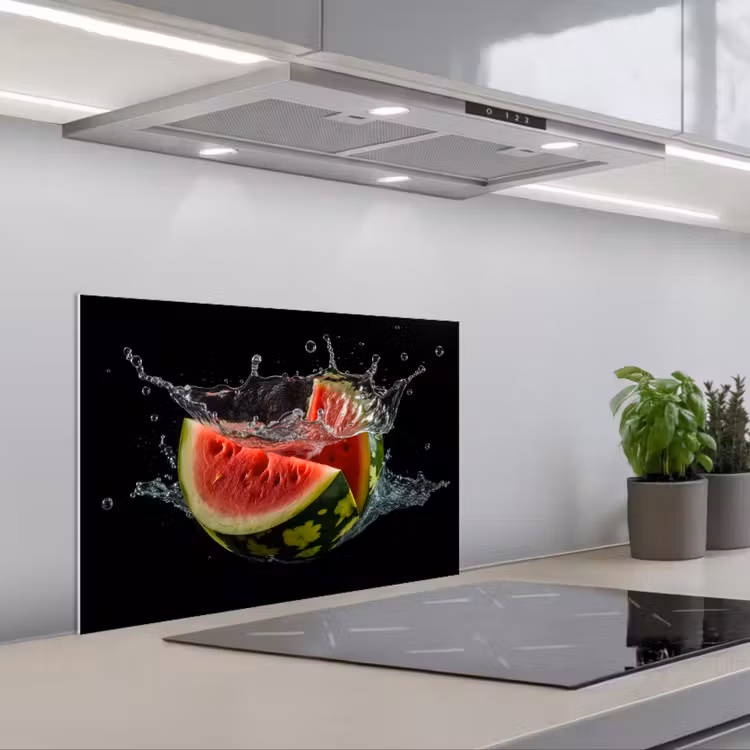 Spatscherm keuken - Watermeloen - Zwart - Water - Fruit - Meloen — 5
