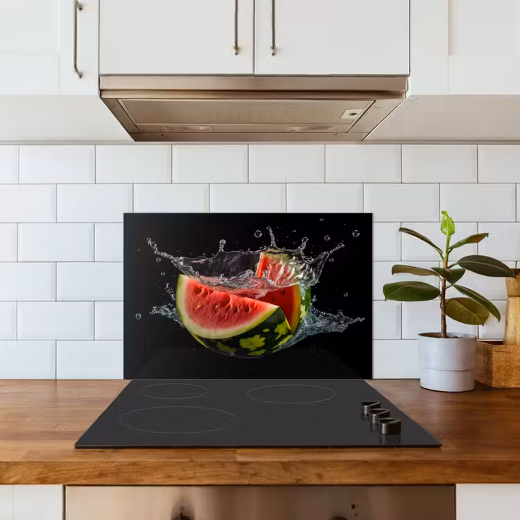 Spatscherm keuken - Watermeloen - Zwart - Water - Fruit - Meloen — 6