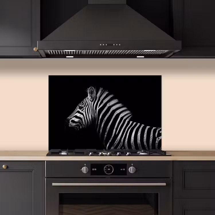 Spatscherm keuken - Zebra - Dier - Zwart — 1