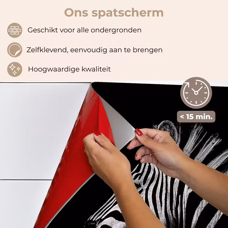 Spatscherm keuken - Zebra - Dier - Zwart — 3