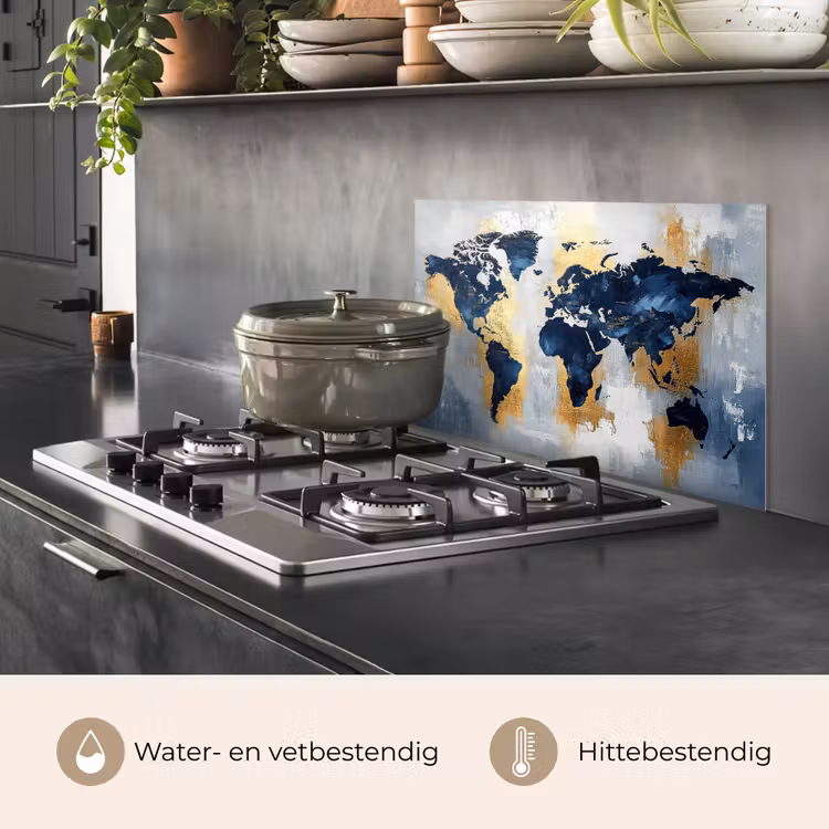 Spatscherm keuken - Wereldkaart - Blauw - Abstract — 7