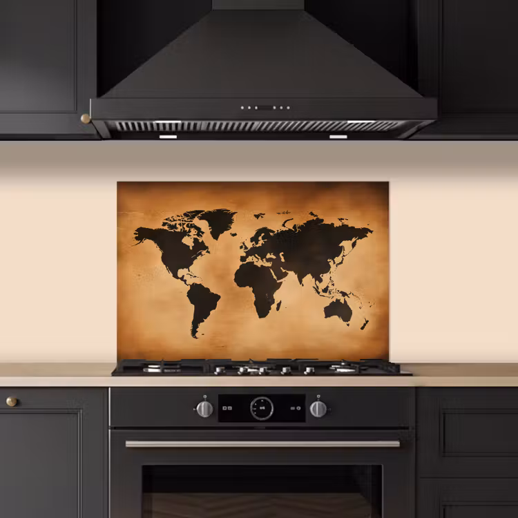 Spatscherm keuken - Wereldkaart - Bruin - Kaart — 2