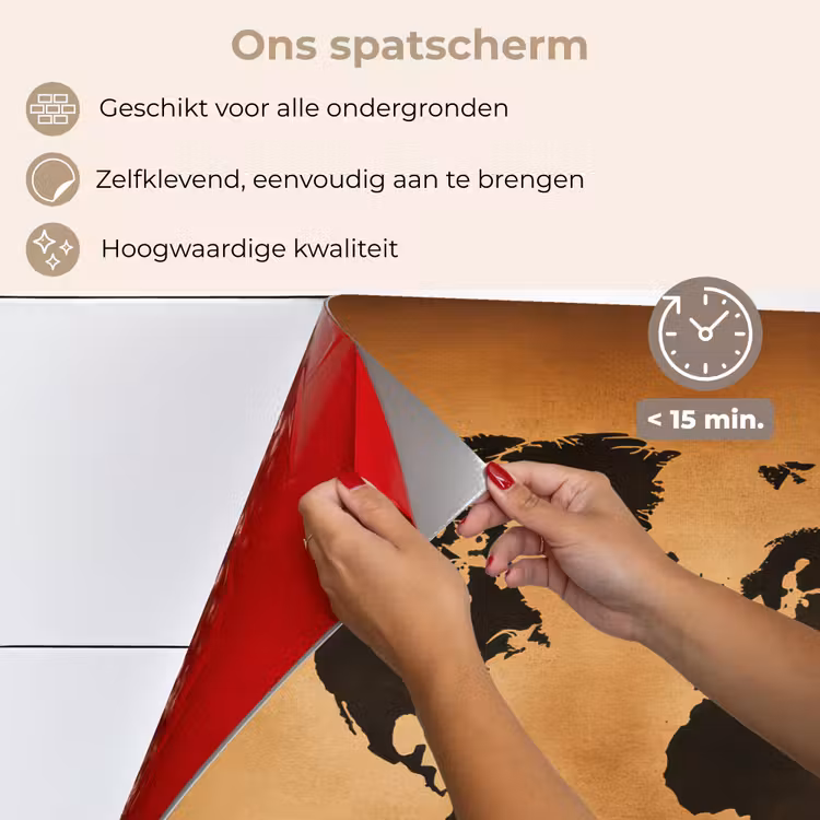 Spatscherm keuken - Wereldkaart - Bruin - Kaart — 4