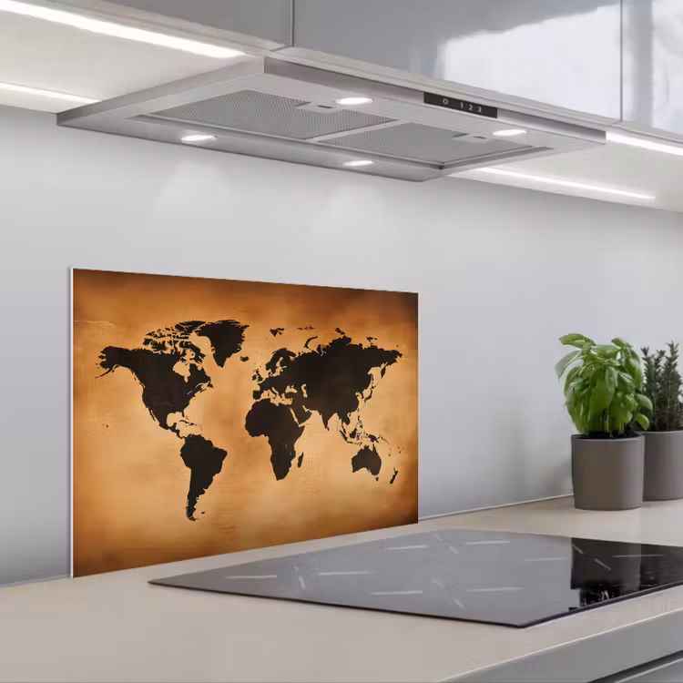 Spatscherm keuken - Wereldkaart - Bruin - Kaart — 5