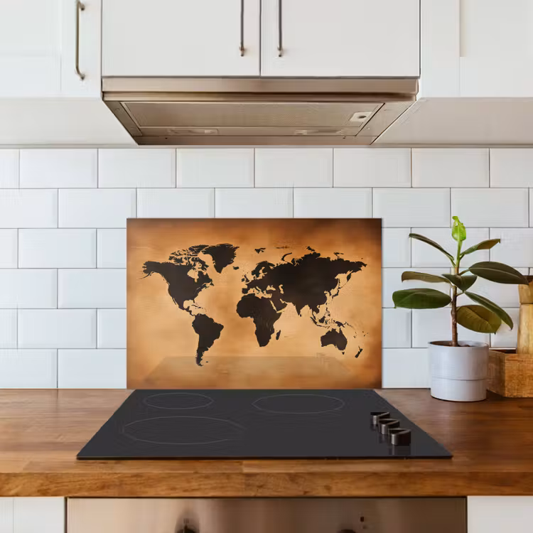 Spatscherm keuken - Wereldkaart - Bruin - Kaart — 6