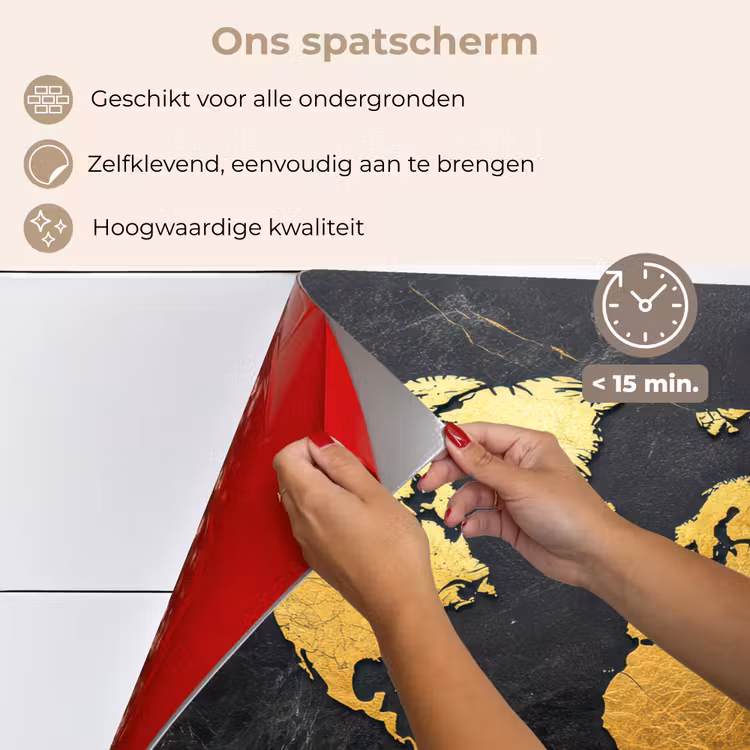 Spatscherm keuken - Wereldkaart - Goud - Marmer — 4