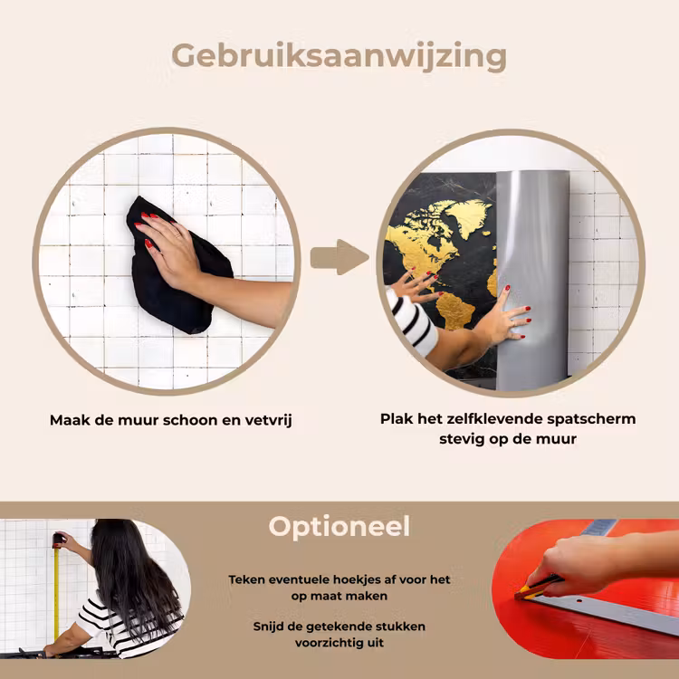 Spatscherm keuken - Wereldkaart - Goud - Marmer — 8