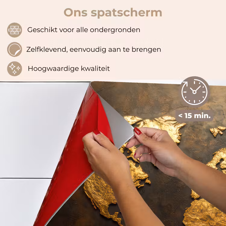 Spatscherm keuken - Wereldkaart - Goud - Roest — 4