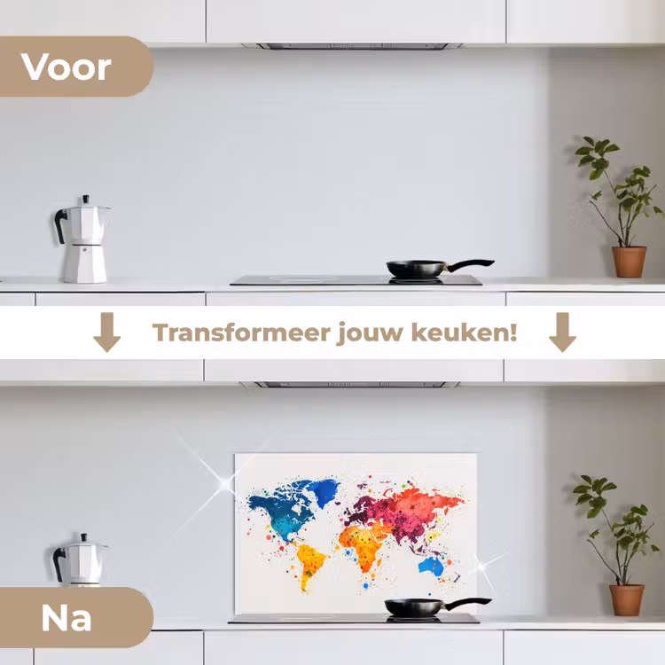 Spatscherm keuken - Wereldkaart - Graffiti - Kleurrijk — 3