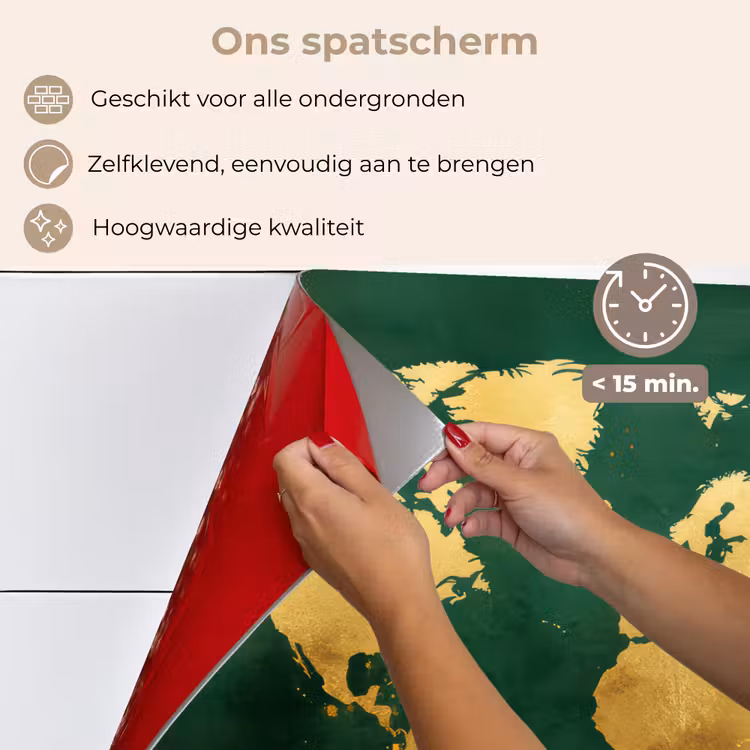 Spatscherm keuken - Wereldkaart - Groen - Goud — 4