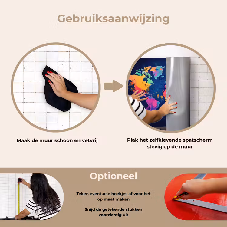 Spatscherm keuken - Wereldkaart - Kleurrijk - Graffiti — 8