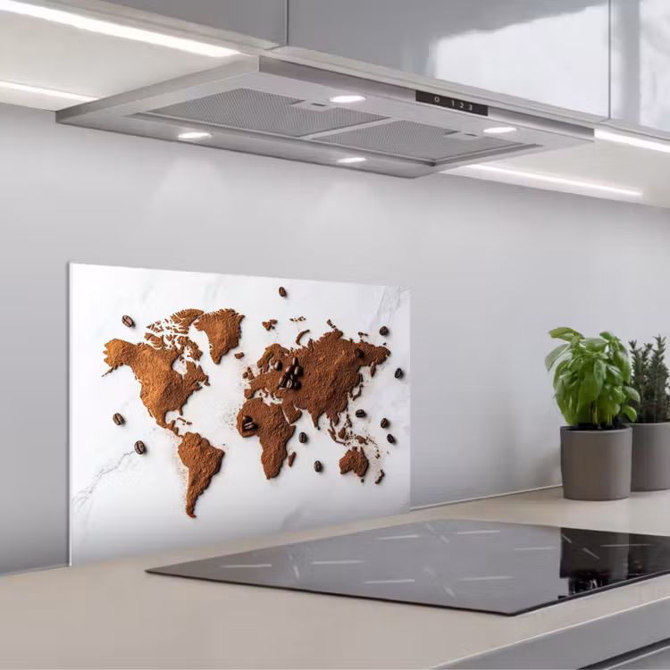 Spatscherm keuken - Wereldkaart - Koffie - Marmer — 5