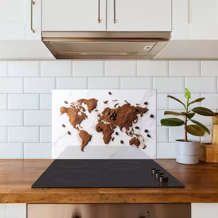 Spatscherm keuken - Wereldkaart - Koffie - Marmer — 6