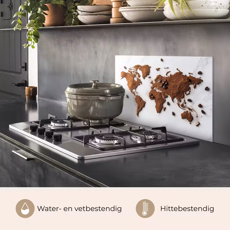 Spatscherm keuken - Wereldkaart - Koffie - Marmer — 7