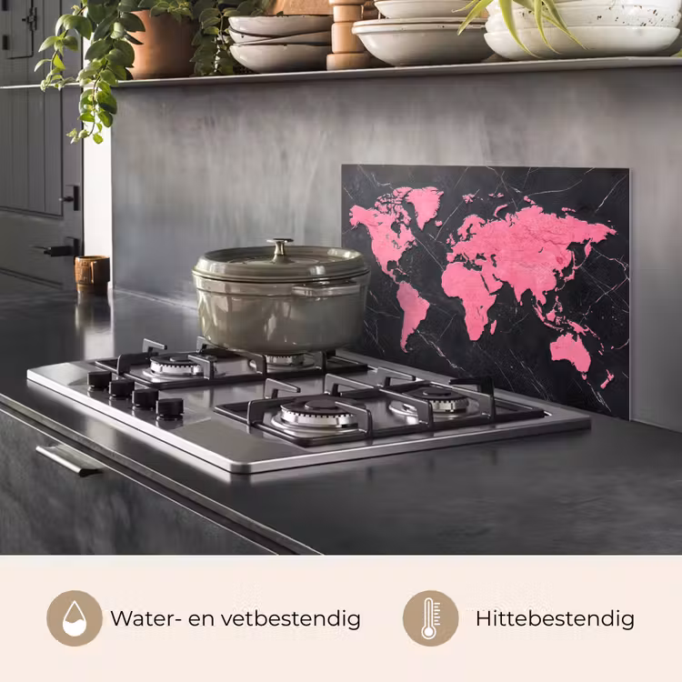 Spatscherm keuken - Wereldkaart - Roze - Marmer — 7