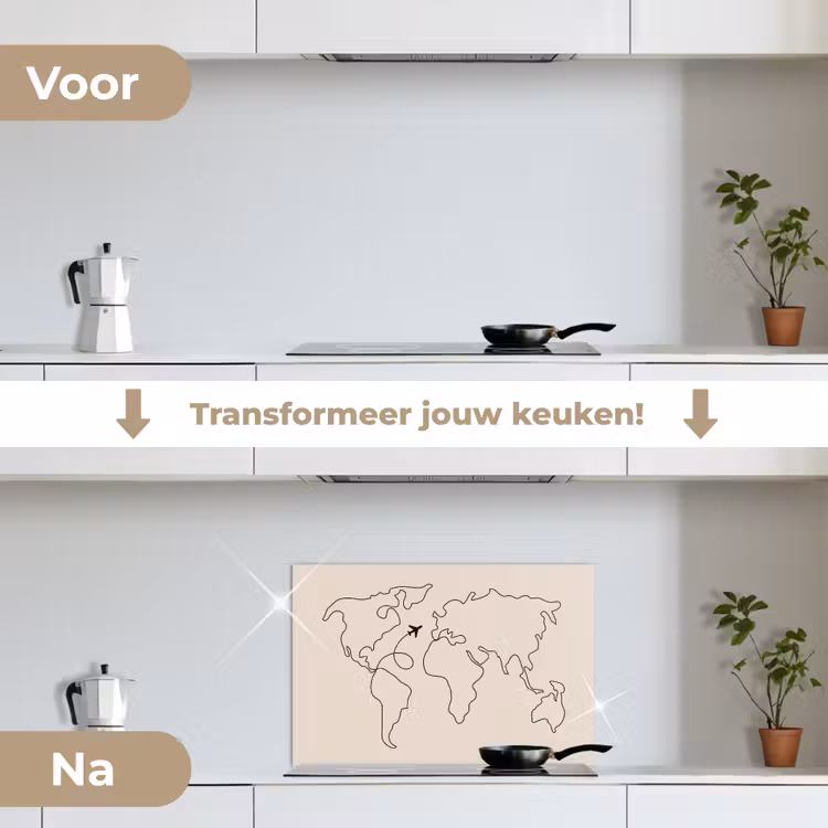 Spatscherm keuken - Wereldkaart - Simpel - Vliegtuig — 3