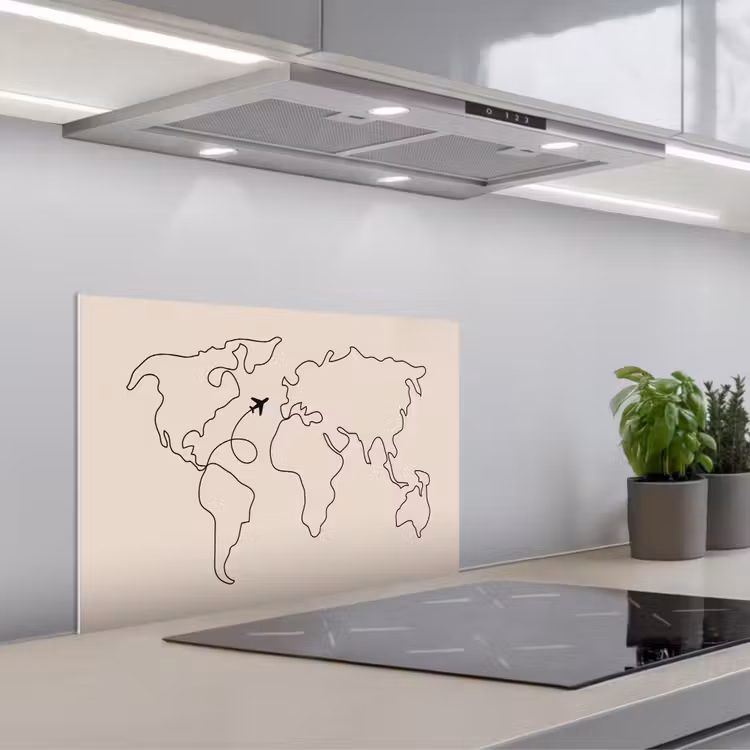 Spatscherm keuken - Wereldkaart - Simpel - Vliegtuig — 5
