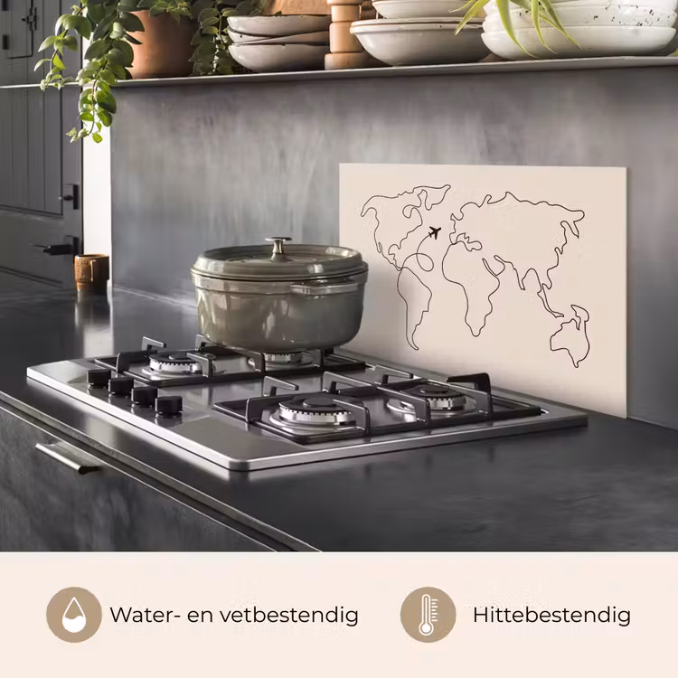 Spatscherm keuken - Wereldkaart - Simpel - Vliegtuig — 7