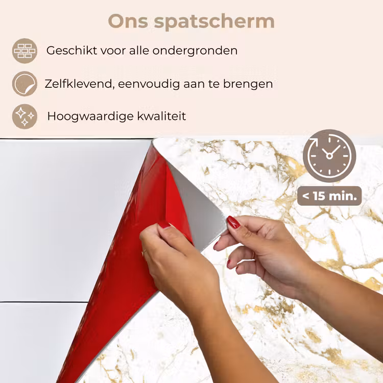 Spatscherm keuken - Wit - Marmer - Luxe - Goud — 4
