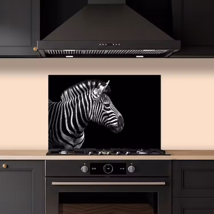 Spatscherm keuken - Zebra - Zwart - Wit - Portret - Dieren — 2