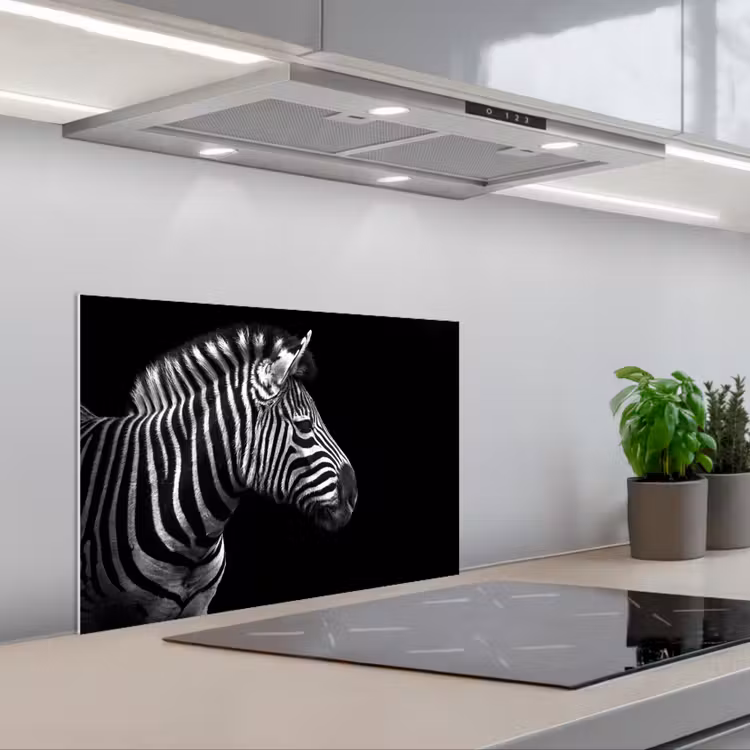Spatscherm keuken - Zebra - Zwart - Wit - Portret - Dieren — 5