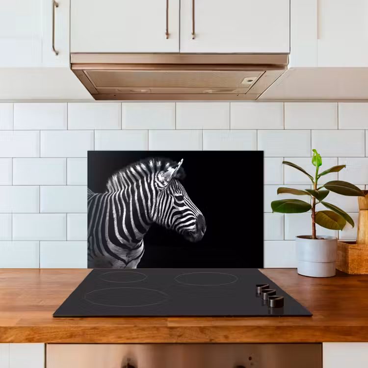 Spatscherm keuken - Zebra - Zwart - Wit - Portret - Dieren — 6
