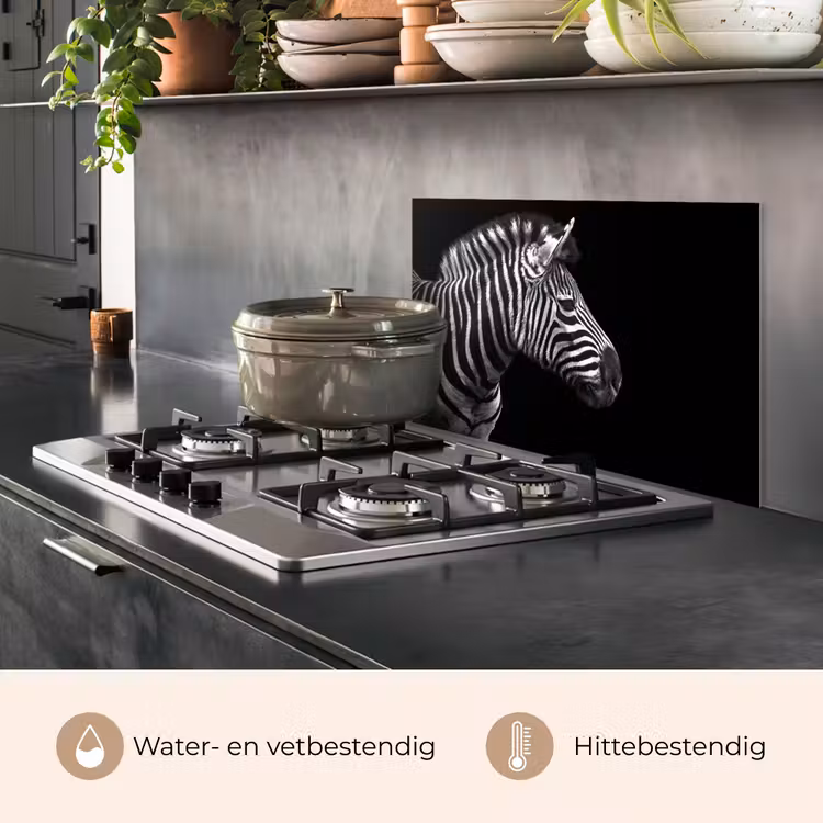 Spatscherm keuken - Zebra - Zwart - Wit - Portret - Dieren — 7
