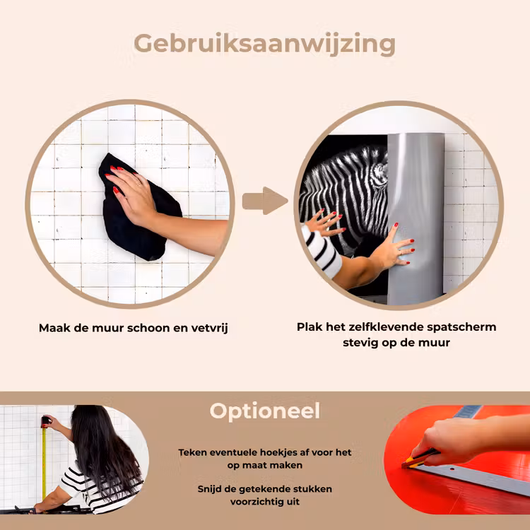 Spatscherm keuken - Zebra - Zwart - Wit - Portret - Dieren — 8