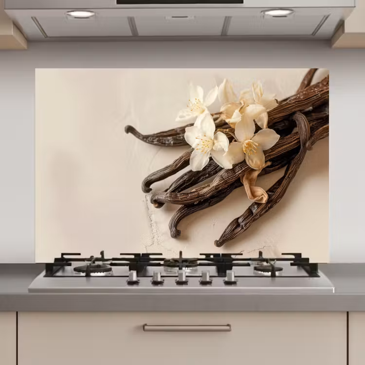 Spatscherm keuken - Vanille - Bloemen - Beige — 1