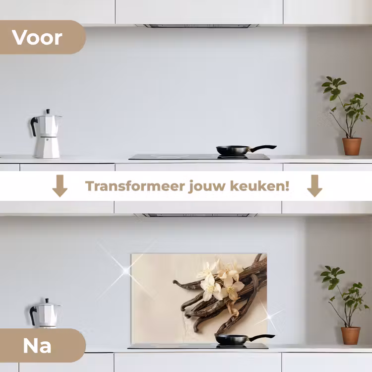 Spatscherm keuken - Vanille - Bloemen - Beige — 3