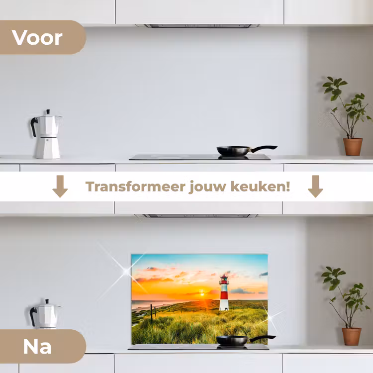 Spatscherm keuken - Vuurtoren - Natuur - Zon - Landschap - Gras - Strand - Zee — 3