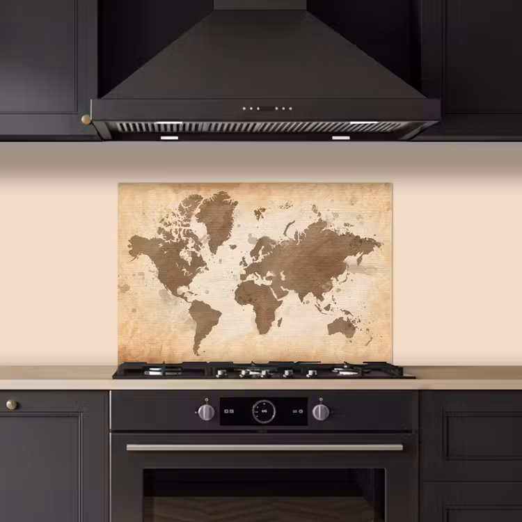 Spatscherm keuken - Wereldkaart - Beige - Bruin — 2