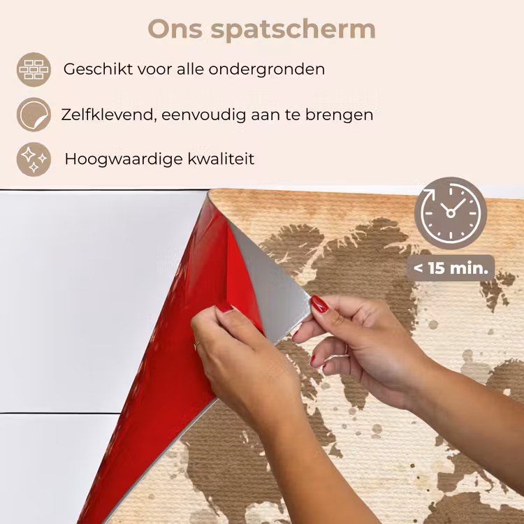 Spatscherm keuken - Wereldkaart - Beige - Bruin — 4