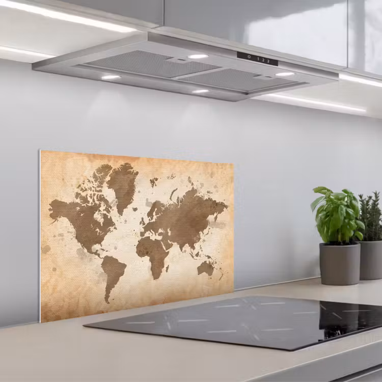 Spatscherm keuken - Wereldkaart - Beige - Bruin — 5
