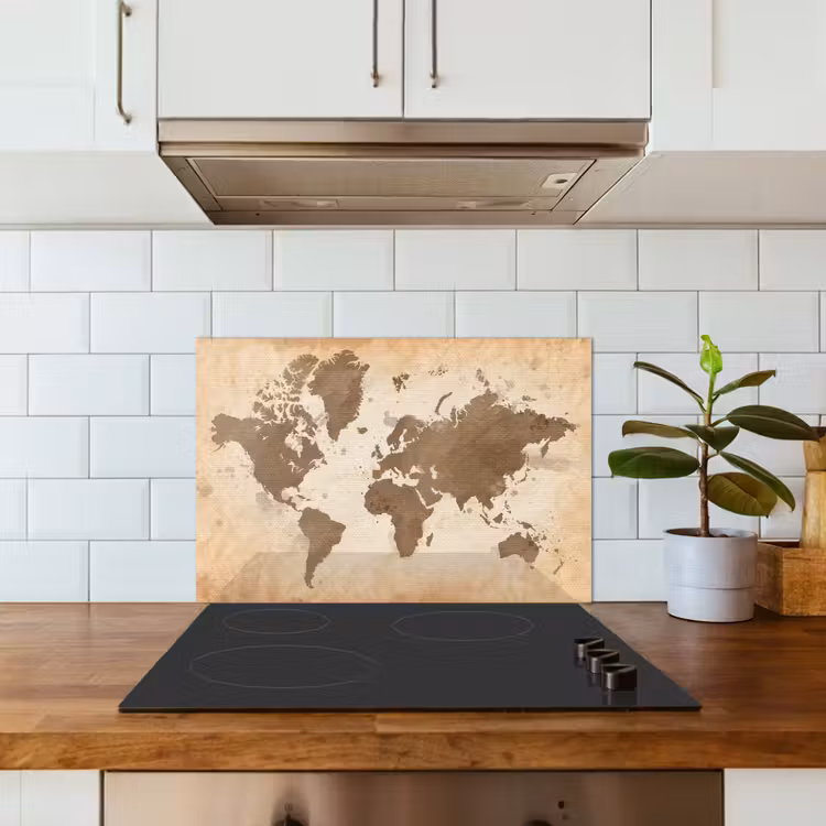Spatscherm keuken - Wereldkaart - Beige - Bruin — 6