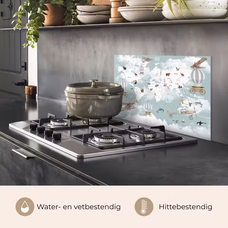 Spatscherm keuken - Wereldkaart - Kind - Vliegtuig — 7