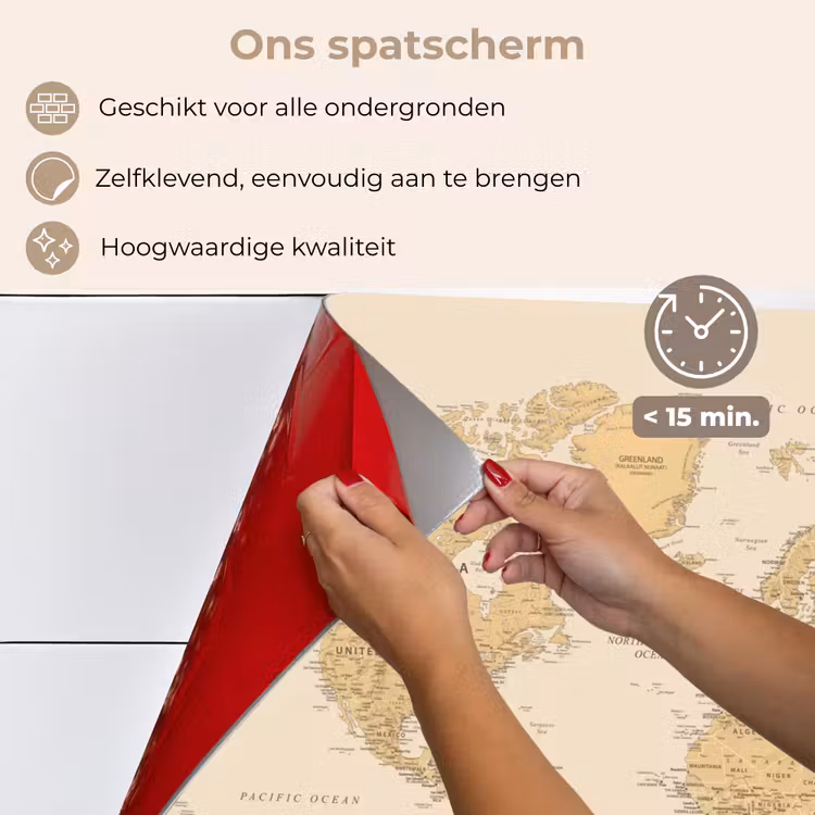 Spatscherm keuken - Wereldkaart - Realistisch - Beige — 4