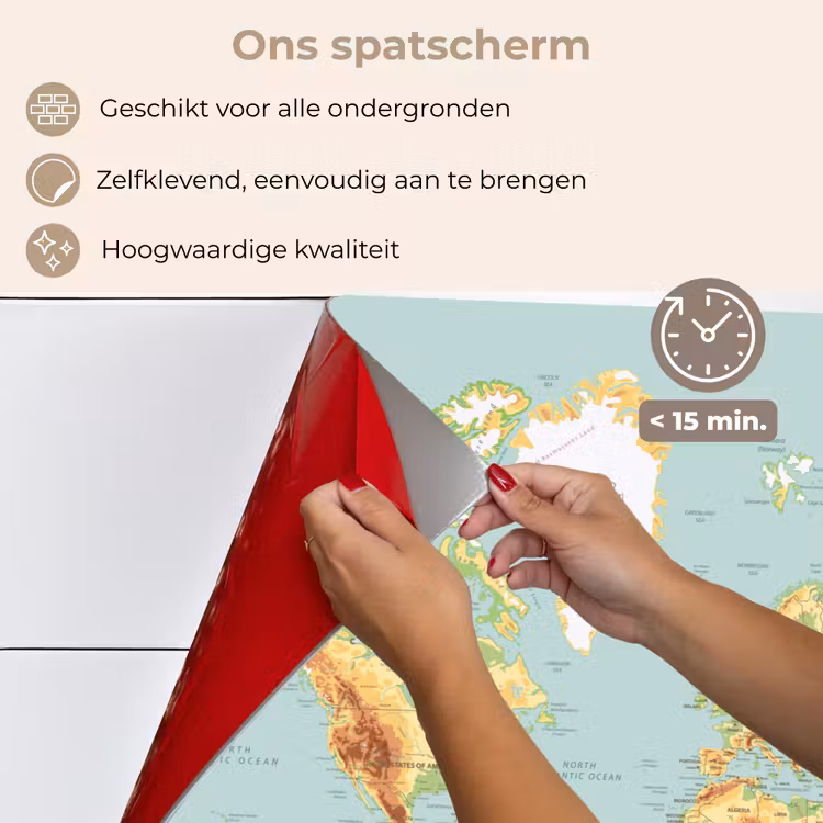 Spatscherm keuken - Wereldkaart - Realistisch - Blauw — 4
