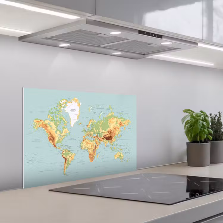 Spatscherm keuken - Wereldkaart - Realistisch - Blauw — 5