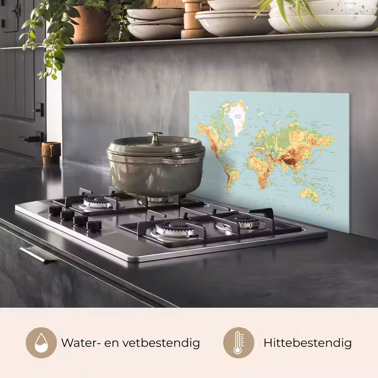 Spatscherm keuken - Wereldkaart - Realistisch - Blauw — 7