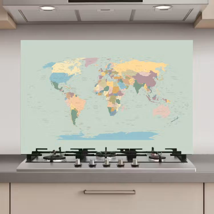Spatscherm keuken - Wereldkaart - Realistisch - Kaart — 1