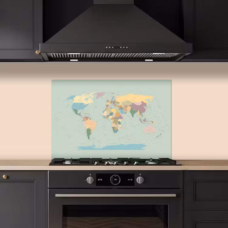 Spatscherm keuken - Wereldkaart - Realistisch - Kaart — 2