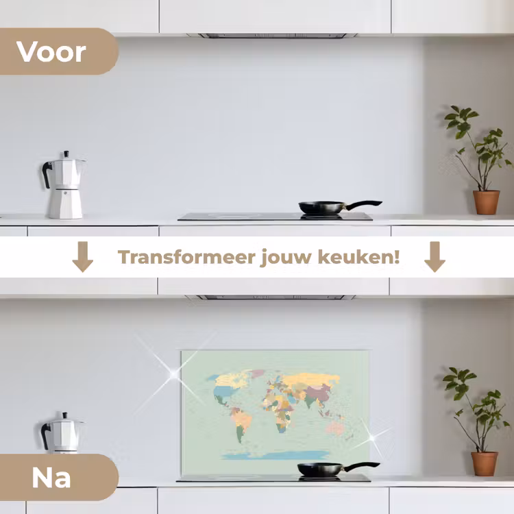 Spatscherm keuken - Wereldkaart - Realistisch - Kaart — 3