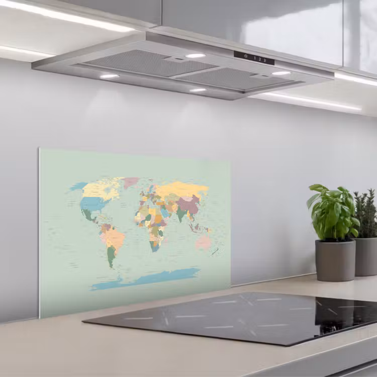 Spatscherm keuken - Wereldkaart - Realistisch - Kaart — 5